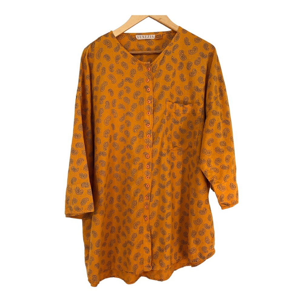 Vintage Paisley Print Button Front Tunic